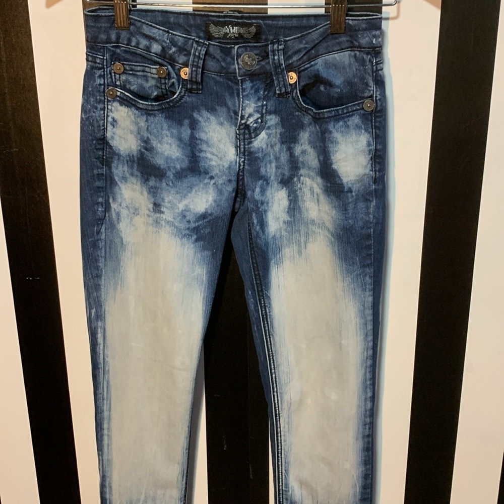 Y2K Acid Washed Bleached Denim Jeans Size 0 Juniors Women’s Retro Fit - Picture 4 of 17